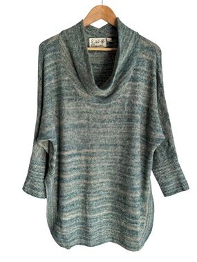 Field Flower Slouchy Longline Mock Neck Sweater Sz S Green Knit Anthropologie